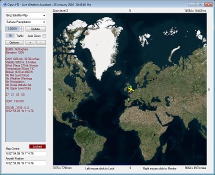 OpusFSI Live Weather Assistant Map fully zoomed out