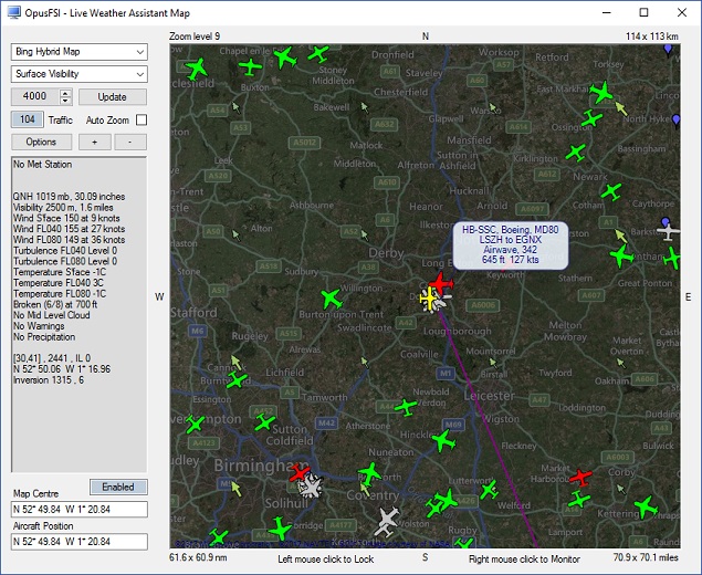 OpusFSI LWA Surface Visibility map showing traffic